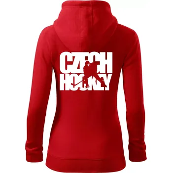 Dámská mikina Czech hockey - nápis s hokejistou - Mistrovství světa v ledním hokeji 2026 - Dámská mikina trendy zipper s kapucí - M ( Červená )