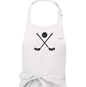 Kuchyňská zástěra Florbalové hokejky - Dámská zástěra na vaření - Univerzální velikost ( Bílá )