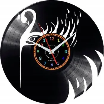 Hodiny ČERNÁ LABUŤ NÁSTĚNNÉ HODINY DEKORATIVNÍ MODERNÍ VINYLOVÁ DESKA