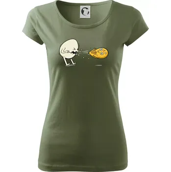 Dámské tričko Vajíčko kejch - Dámské triko Pure - M ( Khaki )