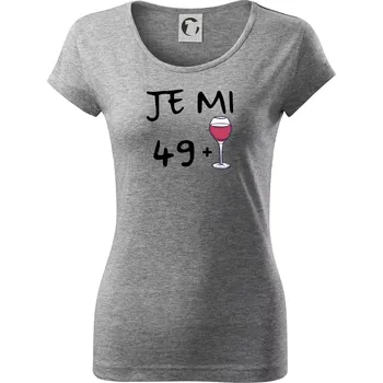 Dámské tričko Je mi 49 (50) víno - Dámské triko Pure - XS ( Tmavě šedý melír )
