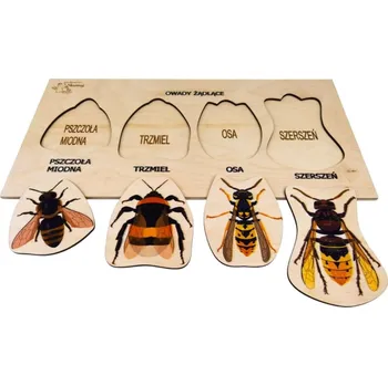 Dřevěná hračka Bodavý hmyz, dřevěná skládačka, druhy hmyzu, vyjímatelné prvky z po