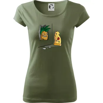 Dámské tričko Pizza hawai - Dámské triko Pure - S ( Khaki )