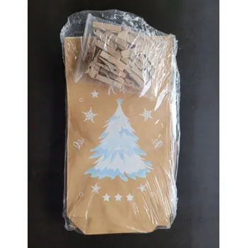 Vánoční dekorace ADVETNÍ KALENDÁŘ 24 Papírové Sáčky + POTISK Vánoční Strom Veselé Vánoce