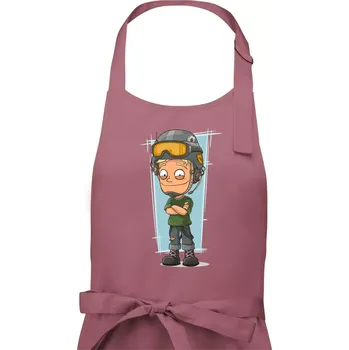 Kuchyňská zástěra Vesmírný voják denim - Dámská zástěra na vaření - Univerzální velikost ( Starorůžová )