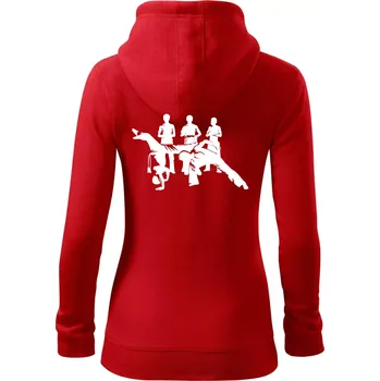 Dámská mikina Capoeira všichni - Dámská mikina trendy zipper s kapucí - S ( Červená )