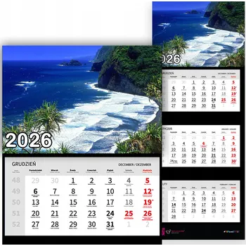 Kalendář Nástěnný Kalendář Trojdílný 2026 VÝHLED NA NEKONEČNÝ OCEÁN Jako Dárek Vzory