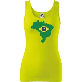 Dámské tričko Brazílie vlajka v mapě - Dámské tílko - 2XL ( Limetková )