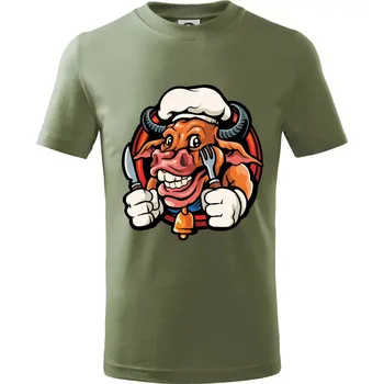 Kráva na gril - Tričko dětské bavlněné - 122 cm/6 let ( Khaki )