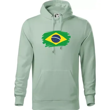 Pánská mikina Brazílie vlajka štětkou - Mikina pánská Cape s kapucí - L ( Sage )