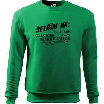 Pánská mikina Nápis šetřím na - Mikina Essential pánská - M ( Středně zelená )