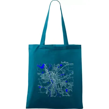 Budějce - Mapa s vodními toky - Taška bavlněná - 42 x 38 cm ( Petrolejová )