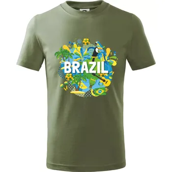 Chlapecké tričko Brazílie Barevný obrázek - Tričko dětské bavlněné - 122 cm/6 let ( Khaki )