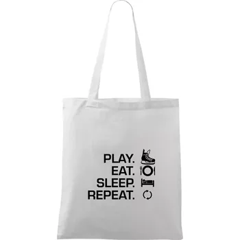 Play Eat Sleep Repeat hokej - Taška bavlněná - 42 x 38 cm ( Bílá )