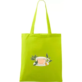 Nákupní taška Šálek čaje - Taška bavlněná - 42 x 38 cm ( Limetková )