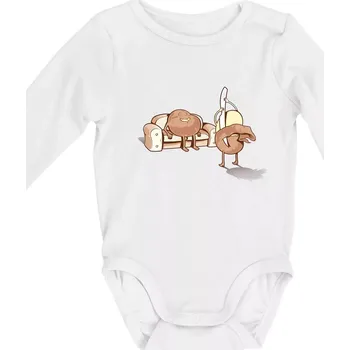 Brambora striptýz - Body kojenecké s dlouhým rukávem - Dlouhý r. do 3 měs ( Bílá )