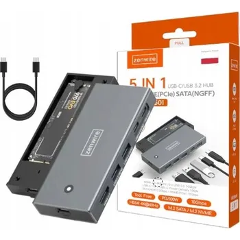 USB hub HUB Pouzdro Kapsa pro SSD M.2 NVMe SATA USB-C 3.2 HDMI Adaptér M.2 10 Gbps