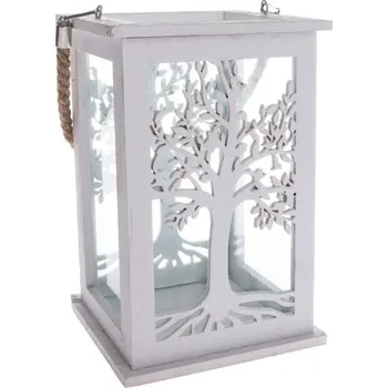 Výtvarná sada Dřevěná lucerna se sklem, bílá