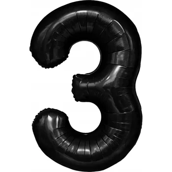 Balónek Id_2339_3cza FÓLIOVÝ BALÓNEK ČÍSLICE 3 ČERNÝ 100cm ČERNÁ TROJKA TŘI NAROZENINY