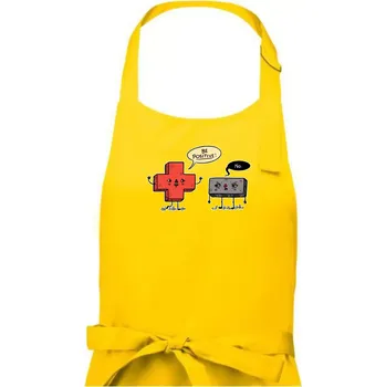 Kuchyňská zástěra Plus a mínus - Pánská zástěra na vaření - Univerzální velikost ( Žlutá )