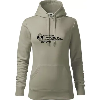 Dámská mikina Kuchař - kdyby každej dělal jak já, tak to máme už dávno hotový - Mikina dámská Cape s kapucí - XS ( Light khaki )