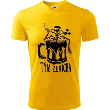 Pánské tričko Tým ženicha kostra - Pánské triko Fantasy sportovní (dresovina) - L ( Žlutá )