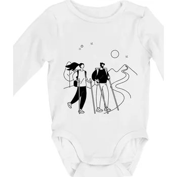 Kreslený pár na výletě - Body kojenecké s dlouhým rukávem - Dlouhý r. do 3 měs ( Bílá )