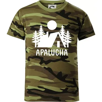 Apalucha chalupa - Dětské maskáčové triko - 104-110cm / 3-4 roky ( Zelený maskáč )