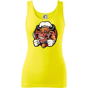 Dámské tričko Kráva na gril - Dámské tílko - M ( Citrónová )