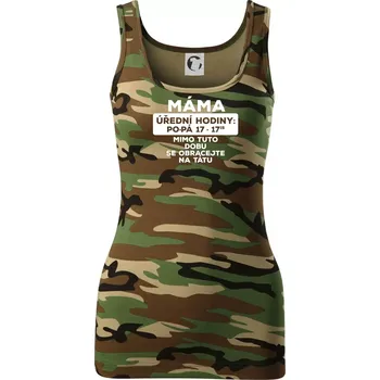 Dámské tričko Máma - úřední hodiny - Dámské Maskáčové tílko - XS ( Hnědý maskáč )