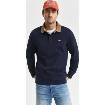Pánské oblečení POLOKOŠILE GANT CORD COLLAR HEAVY RUGGER EVENING BLUE