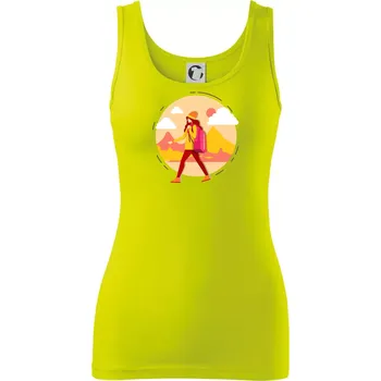 Barevný párový motiv na hory - Dámské tílko - 2XL ( Limetková )