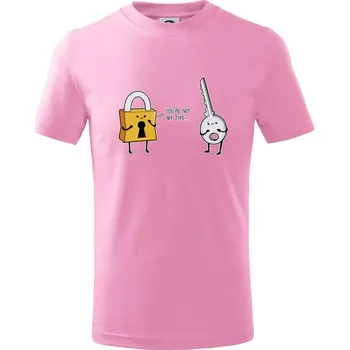 Zámek a klíč - Tričko dětské bavlněné - 146 cm/10 let ( Růžová )