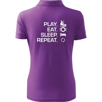 Play Eat Sleep Repeat hokej - Polokošile dámská Pique Polo - XL ( Fialová )