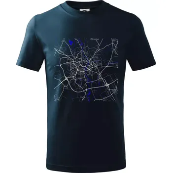 Olomouc - Mapa s vodními toky - Tričko dětské bavlněné - 98 cm / 2 roky ( Námořní modrá (velmi tmavá - téměř černá) )