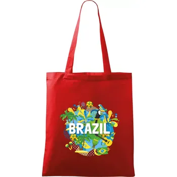 Nákupní taška Brazílie Barevný obrázek - Taška bavlněná - 42 x 38 cm ( Červená )
