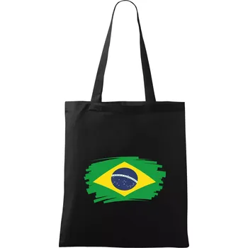 Nákupní taška Brazílie vlajka štětkou - Taška bavlněná - 42 x 38 cm ( Černá )