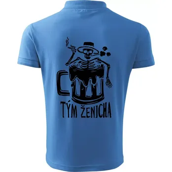 Pánská košile Tým ženicha kostra - Polokošile pánská Pique Polo 203 - 2XL ( Azurově modrá )