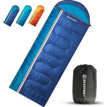 Spacák Komfortní ultralehký turistický spacák 1,45 kg pro 3 roční období BESSPORT 80x210 cm