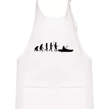 Kuchyňská zástěra Evoluce kanoe krátká - Dětská zástěra na vaření - Univerzální velikost ( Bílá )
