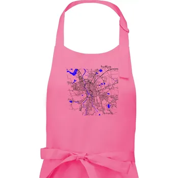 Kuchyňská zástěra Budějce - Mapa s vodními toky - Dámská zástěra na vaření - Univerzální velikost ( Růžová )