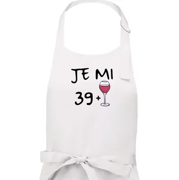 Kuchyňská zástěra Je mi 39 (40) víno - Pánská zástěra na vaření - Univerzální velikost ( Bílá )