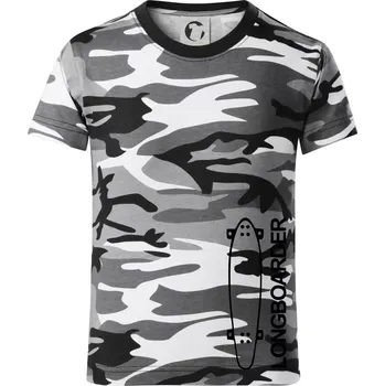 Chlapecké oblečení Longboard na výšku - Dětské maskáčové triko - 104-110cm / 3-4 roky ( Šedý maskáč )