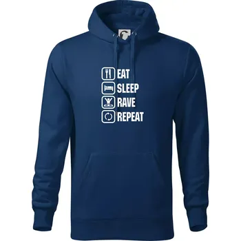 Pánská mikina Eat sleep rave repeat - Mikina pánská Cape s kapucí - 5XL ( Půlnoční modrá )