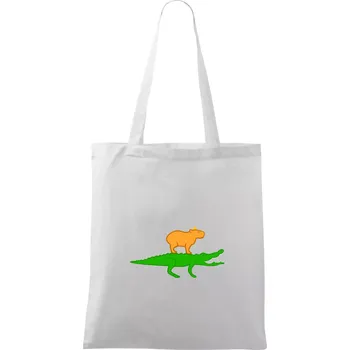 Kapybara na krokodýlovi (Moňas) - Taška bavlněná - 42 x 38 cm ( Bílá )