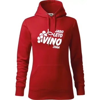 Dámská mikina Jaro, léto, víno, zima - Mikina dámská Cape s kapucí - S ( Červená )