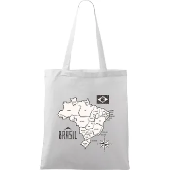 Brazílie mapa s názvy regionů - Taška bavlněná - 42 x 38 cm ( Bílá )