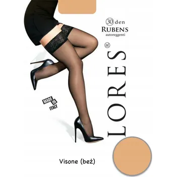 Dámské punčochy Samodržící punčochy Lores RUBENS 30 DEN Visone s krajkou – 3/4 – Elegance