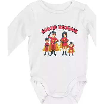 Super rodina - dva synové - Body kojenecké s dlouhým rukávem - Dlouhý r. do 3 měs ( Bílá )