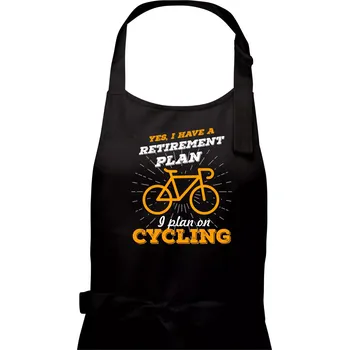 Kuchyňská zástěra Oranžové kolo - Yes, I have a retirement plan, I plan on cycling - Pánská zástěra na vaření - Univerzální velikost ( Černá )